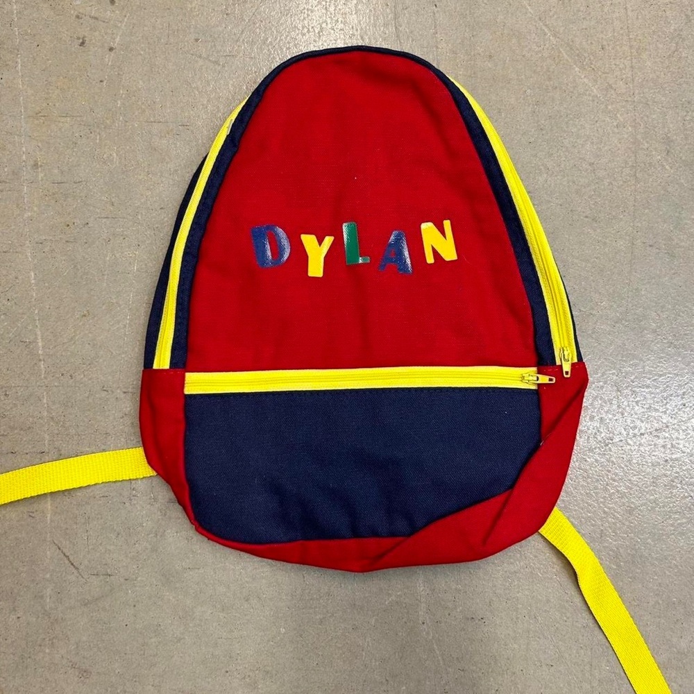 Red & Navy Kids Backpack with Yellow Accents - 'DYLAN' Appliqué